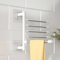 [LWF HOT]❂▣❂ Bathroom Towel Rack Rotatable Towel Holder Space Aluminum 2/3/4/5-Bar Towel Hanger Kitchen Shelf Paper Hanging Wall Mounted