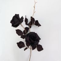 【DT】 hot  Simulation 2 Flowers Black Rose Bouquet Home Living Room Dining Table Wedding Halloween Decoration Dark Artificial Fake Flowers