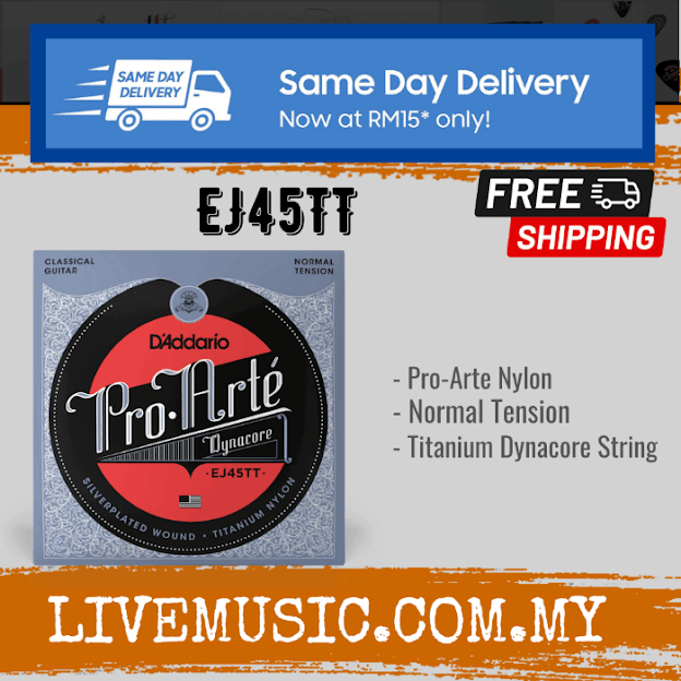 D'addario EJ45TT Proarté Dynacore Classical Guitar Strings, Titanium