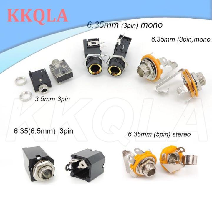 qkkqla-pj-series-headphone-pcb-mount-female-jack-socket-6-35mm-6-5-1-4-3-5mm-audio-video-connector-pj-612a-pj-324-earphone-adapter