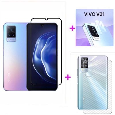 ส่งจากไทย 3in1 ViVO V21 (5G)2021 ฟิล์มเลนส์กล้อง + ฟิล์มกระจกเต็มจอ+ ฟิล์มหลัง ฟิล์มกันกระแทกขอบดำ