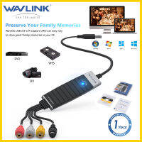 WAVLINK USB 2.0ตัวแปลงอุปกรณ์การ์ดจับภาพวิดีโอ,VHS เป็นตัวแปลงดิจิตอล,แก้ไขและบันทึกวิดีโออะนาล็อกเป็นไฟล์ดิจิตอลสำหรับ Microsoft Windows Xp/vista/ 7/8/10/11,one Touch VHS/V8/Hi8เป็น Dvd/ VCD/SVCD