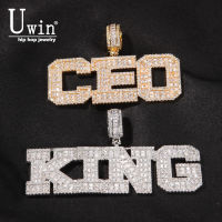 Uwin Baguette Letters Custom Name Necklace Pendant Square zircon Iced Out Personalized NamePlate Necklace Hiphop Jewelry