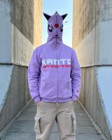 Y2k แฟชั่นสไตล์ยุโรปและอเมริกาสำหรับทั้งหญิงและชายมีฮู้ด Gengar Gengo Harajuku สีม่วงเสื้อผ้ามีซิปเต็มรูปแบบ