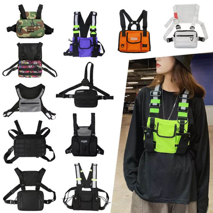 Men Chest Bags Streetwear Punk Chest Rig Bag For Unisex HipHop