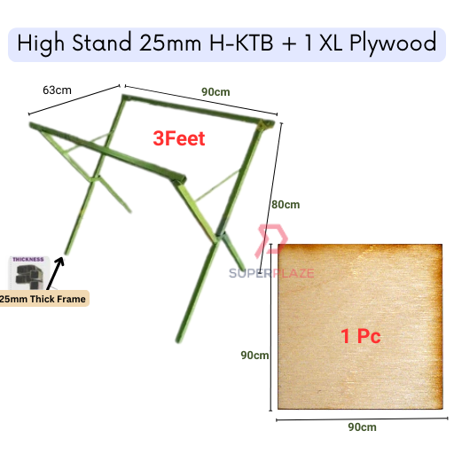 HKTB plus 1Pc XL Plywood 3Ft High Stand Only 25mm 1 Inch Night Market