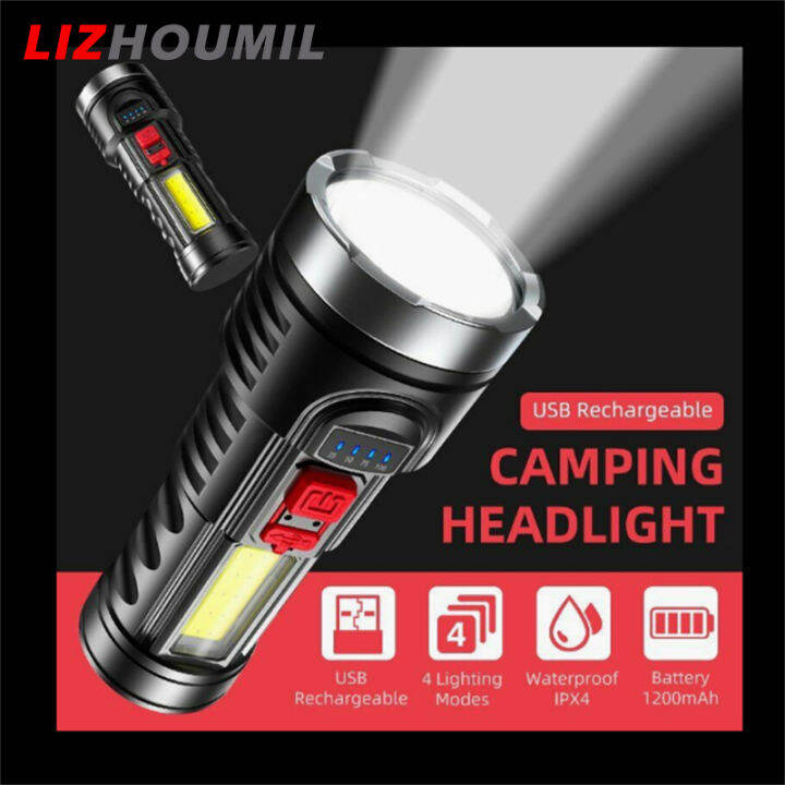 lizhoumil-ไฟฉายกล-led-100000lm-สุดสว่าง-ipx4กันน้ำ1200mah-แบตเตอรี่ไฟหน้ายูเอสบีแบบชาร์จและแบบพกพาได้