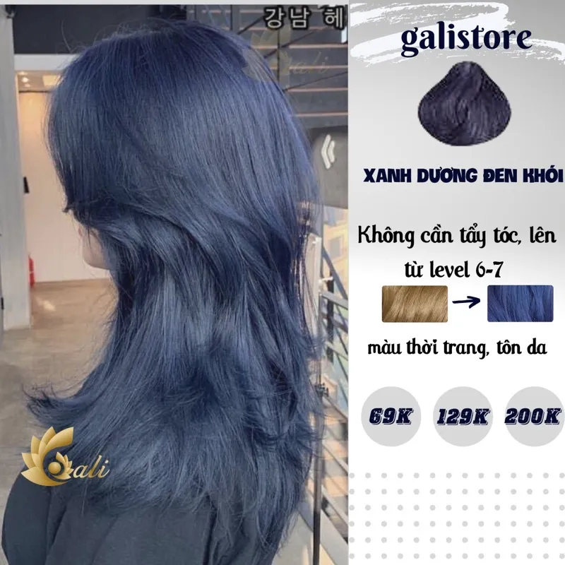 Tự nhuộm tóc màu Xanh dương đen khói tại nhà hàng nội địa Việt Nam không  gây hư tổn cho tóc Trọn bộ tặng gang tay trợ nhuộm  Lazadavn