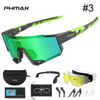 PHMAX Polarized แว่นตา5เลนส์สำหรับปั่นจักรยาน,แว่นตาขี่จักรยานบนถนนแว่นตาปั่นจักรยานแว่นตาขี่จักรยานจักรยานเสือภูเขา MTB