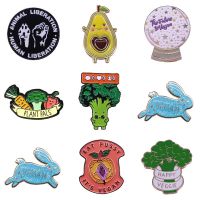 【YF】 Hard Enamel Pins Vegetarianism Avocado Pussy Vegetables Badge Cartoon Stay Brooches Wholesale