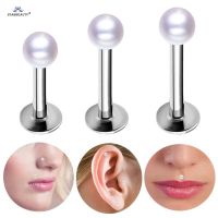 2pcs New 1.2x6/8/10mm White Pearl Labret Lip Ring Ear Piercing Oreja Nose Piercing Helix Piercing Tragus Earrings Nose Ring Stud Body jewellery