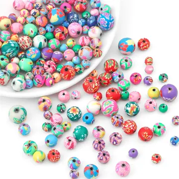 Polymer Clay Beads Lot / Assorted Flower Beads Mix (12mm / Round