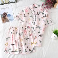 Japanese Simple Short Pyjamas Women 100 Cotton Short Sleeves Ladies Pajama Sets Shorts Cute Cartoon Sleepwear Women Homewear