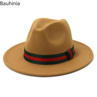 Bauhinia New Designer nd Wool Felt Jazz Fedora Hats 2021 New Fashion Wide Brim Panama Trilby Cap Party Formal Top Hat