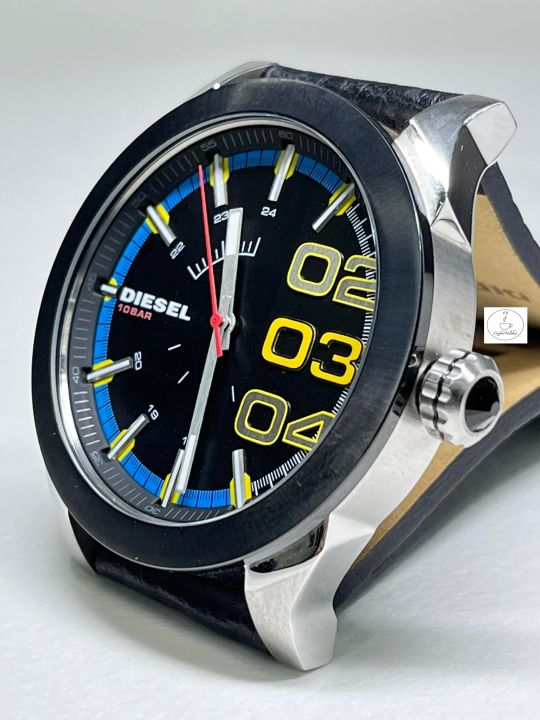 นาฬิกาข้อมือผู้ชาย-diesel-รุ่น-dz1677-ตัวเรือนสแตนเลส-สายหนังสีดำ-หน้าปัดสีดำ-รับประกันของแท้-100-เปอร์เซนต์