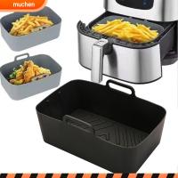 MUCHENG หม้อซิลิโคนหม้อทอด Air Fryer หม้อย่างกันติดสำหรับ DZ201นินจา DZ401 DZ550ถาดรองตะกร้าสองช่องแบบนำกลับมาใช้ใหม่ได้ทำความสะอาดง่าย