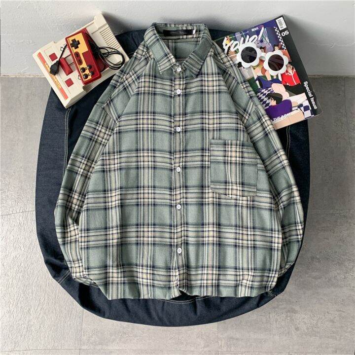 codtheresa-finger-m-3xl-plus-size-korean-style-men-plaid-shirt-mens-japanese-retro-shirt-casual-loose-long-sleeved-shirt-for-men