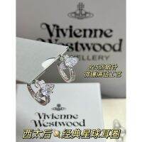 Westwood Vivian original micro-inlaid diamond craft fashion light luxury transparent classic planet 925 earrings imported in 2023