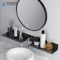 Mirror Front Faucet Rack Toliet Wall Cosmetic Storage Shelf Black Aluminum Tray Shower Home Organizer Holder Bathroom Accessorie Clamps