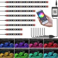 8PCS Motorcycle Underglow LED Light Kit, App Control Multicolor Motorcycle LED Light Kit RGB Strips Light Waterproof Parts Accessories