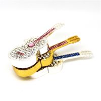 Fashion Metal Crystal 4GB USB Flash Drive 8GB 16GB Pen Drive 32GB Pendrive 64GB U Disk Gold/Silver Diamond Guitar Memory stick