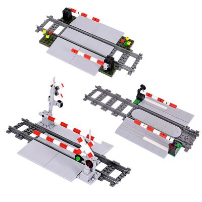 MOC Creative Expert Ideas City Train Railing Crossing Railway Express Bricks Building Blocks DIY Toys for children gift