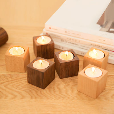 free Shipping 5x5x5cm Wooden Candlestick Candle Holder Table Decoration