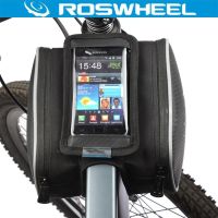 ROSWHEEL 4.8 5.5 Cycling Bike Bicycle Bags Panniers Frame Front Tube Bag For Cell Phone Double Pouch Holder Touch Screen Bag