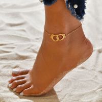 【CW】┋☸  New Fashion Gold Color Handcuffs Beach Anklets Foot Jewelry Letters Leg