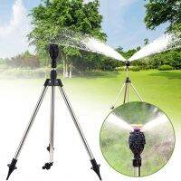 Garden Automatic Rotating Sprinkler Stainless Steel Tripod Irrigation Stand Sprinkler Nozzle 360-Degree Water Jet Garden Lawn