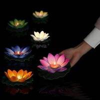 10pcs Multicolor Silk Lotus Lantern Light Floating Candles Pool Decorations ing Birthday Wedding Party Decoration