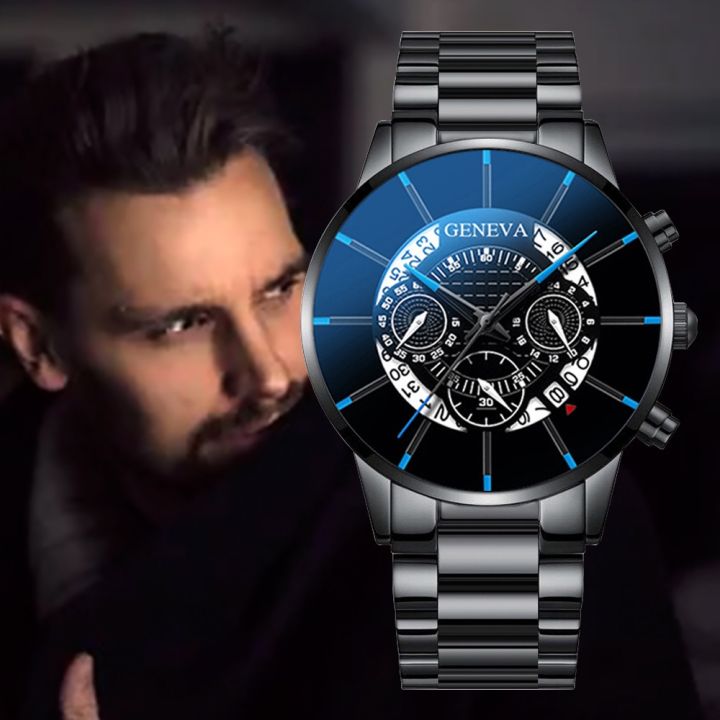 นาฬิกาข้อมือผู้ชายสายเหล็กนาฬิกาแฟชั่นใหม่