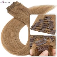 S-noilite Natural Hair Extensions 50-80g Human Hair Thin Straight Hairpiece 8 -24 8Pcs/Set Full Head Clip In Natural Hair Clip