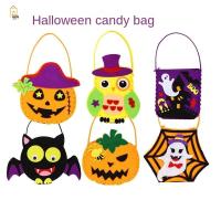 UCEPRO ผ้าไม่ทอ ถุงขนมฮาโลวีนแบบทำมือ หลอกหรือปฏิบัติ ค้างคาวผีผี DIY Trick or treat BAG เครื่องประดับพร็อพ กระเป๋าใส่ฟักทอง กระเป๋าใส่ฟักทอง อนุบาลอนุบาล