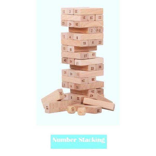 Wooden Stacking Board Games Numbers/Colors Building Blocks for Kids