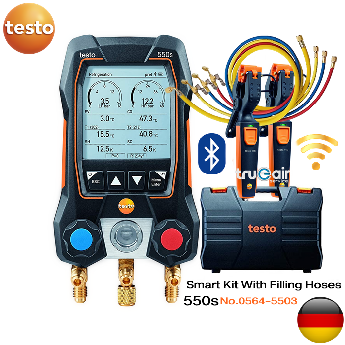 testo-manifold-gauge-เกจวัดน้ำยาแอร์แบบดิจิตอล-testo-550s-smart-kit-with-filling-hoses-hvac-bluetooth-wireles
