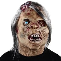 Scary Female Zombie Mask Halloween Cosplay Scary Party Costume Prop One-Eyed Woman Zombie Latex Headdress