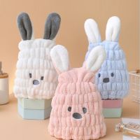 ☋﹊▫ Coral Fleece Hair Towel Super Absorbent Quick Dry Child Cute Animated Drawing Baby Rabbit Ears for Girls Princess Style