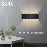 SANX Nordic Wall Light อลูมิเนียมโมเดิร์นสไตล์ในร่มโคมไฟติดผนัง IP65กันน้ำขึ้นลงไฟระเบียงสำหรับ Home บันไดห้องนอนข้างเตียงห้องน้ำ