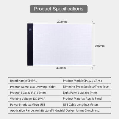 CHIPAL U Ltrathin A4กราฟิกดิจิตอลแท็บเล็ตสำหรับแผ่นภาพวาด LED Light อิเล็กทรอนิกส์ USB Art Graphic ตารางการเขียน Copy Board