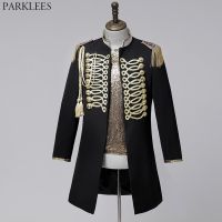 Mens Vintage Steampunk Long Blazer Jacket Fashion Tassel Design Gothic Blazers Men Party Prom Halloween Rock and Roll Costumes