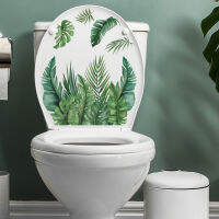 Green Plants Leaves Wall Stickers Bathroom Toilet Cupboard Decor Decals Home Decoration Beautify Self-adhesive Wallpaper