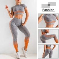 235PCS Seamless Fitness Women Yoga Suit Workout Set Sports Long Sleeve Crop Top High Waist Legging Gym Clothing Sportswear