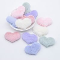 24Pcs 42*32mm Padded Plush Heart Patches for DIY Hat Shoes Cloth Toy Accessories Crafts Baby Headwear Bow Decor Appliques  Furniture Protectors  Repla