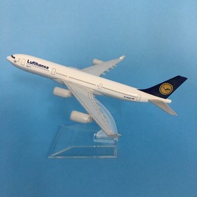JASON TUTU กระเป๋าขนาด16เซนติเมตรเครื่องบินโดยสาร Lufthansa แบบ A340เครื่องบินจำลองโมเดลเครื่องบินอากาศยานโลหะหล่อจากโลหะ1/400เครื่องบินดร็อปชิปปิ้ง