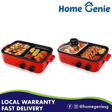 2 in 1 Multifunctional Electric Hot Pot and Grill Combo 1800W Smokeless BBQ  Pot