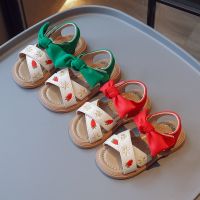 Toddler Girls Sandals Cross-band Appliques Embroidery Kids Sliders Vintage Three Colors 22-31 All-match Children Summer Shoes