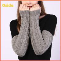 OSIDE ไม่มีนิ้ว ถุงมือข้อมือยาว ที่อุ่นแขน แขนเสื้อปลอม ถุงมือถักนิตติ้ง แฟชั่นสำหรับผู้หญิง รูปร่างบิดเกลียว ปลอกข้อมือข้อเท้า สาวๆ