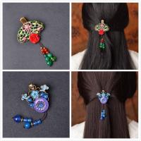 【CW】 Ethnic Style Cloisonne Fan shaped Retro Side Clip Hanfu Classical Costume Duckbill Hairpin Chinese Ancient Court Hair Ornament