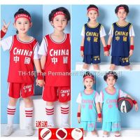 ✥ Childrens basketball take off two China kindergarten short-sleeved shirt suit boys training basketball clothing apparel